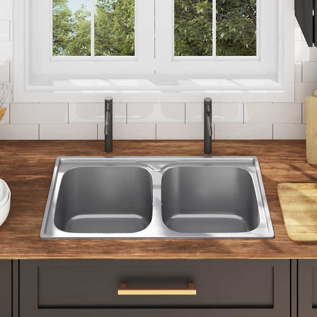 Keittiön Tiskiallas Siivilällä Ja Hajulukolla Ruostumaton Teräs