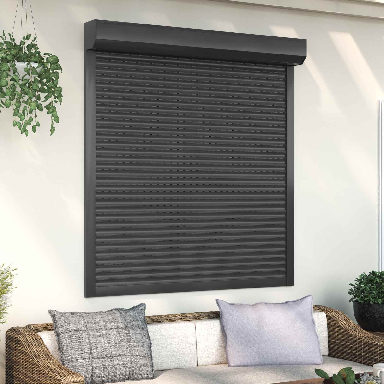 Rullakaihdin Antrasiitti 130 X 140 Cm Alumiini Ja Polyuretaani