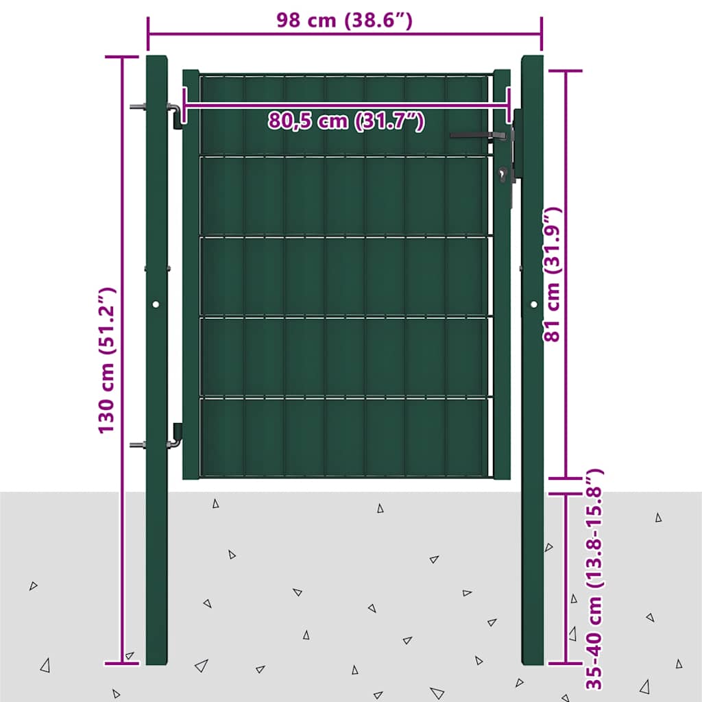 Aitaportti Pvc Ja Teräs 100X81 Cm Vihreä