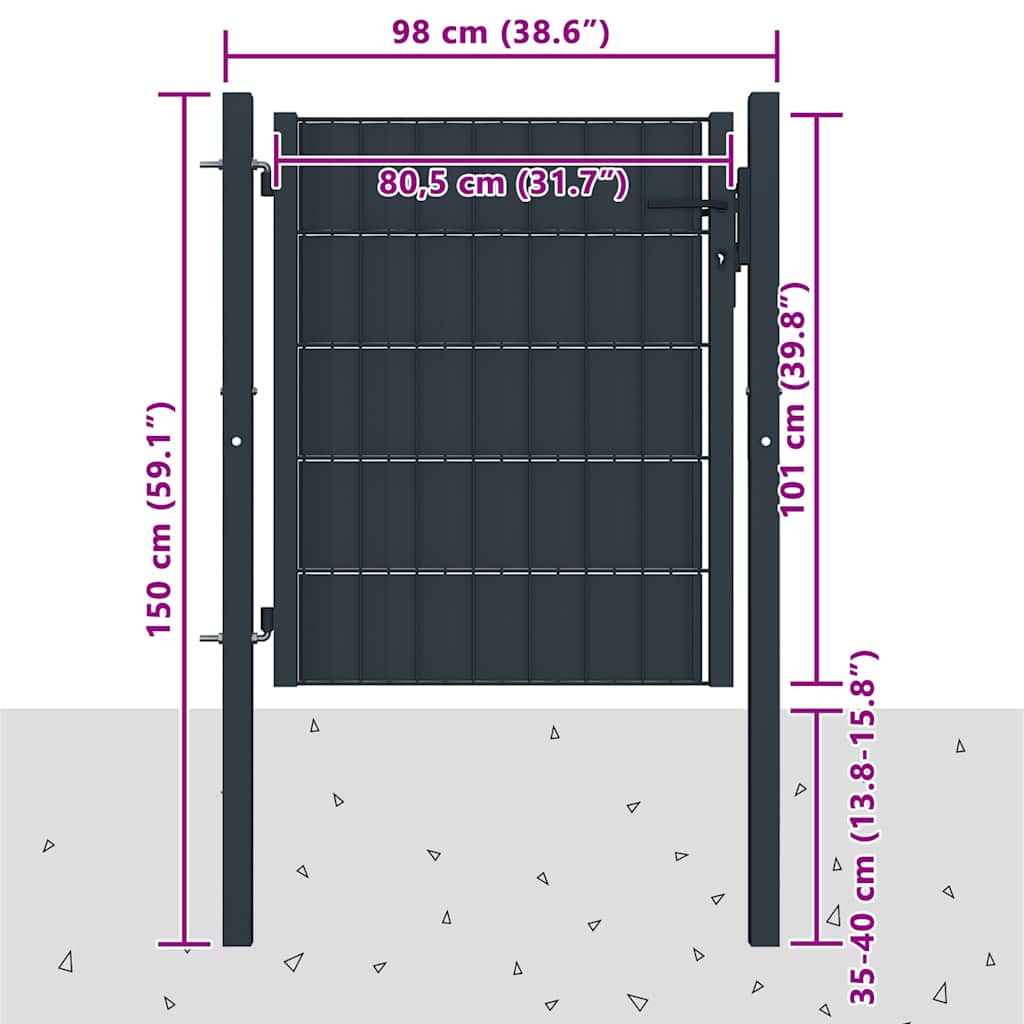 Aitaportti Pvc Ja Teräs 100X100 Cm Antrasiitti