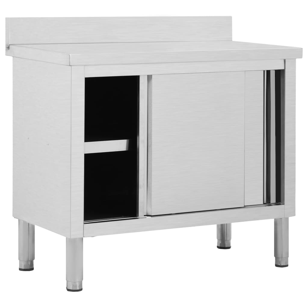 Keittiön Työpöytä Liukuovet 100X50X(95-97) Cm Ruostumaton Teräs