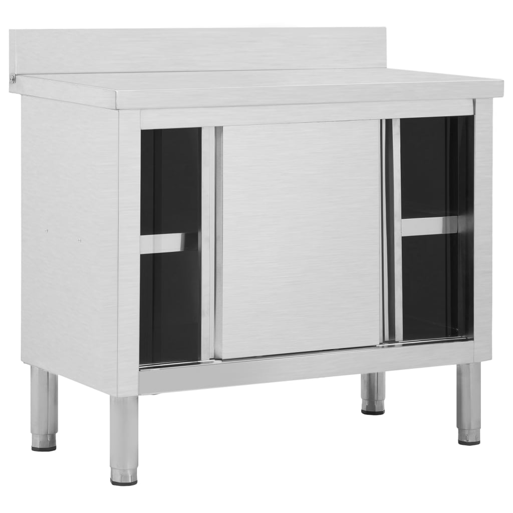 Keittiön Työpöytä Liukuovet 100X50X(95-97) Cm Ruostumaton Teräs
