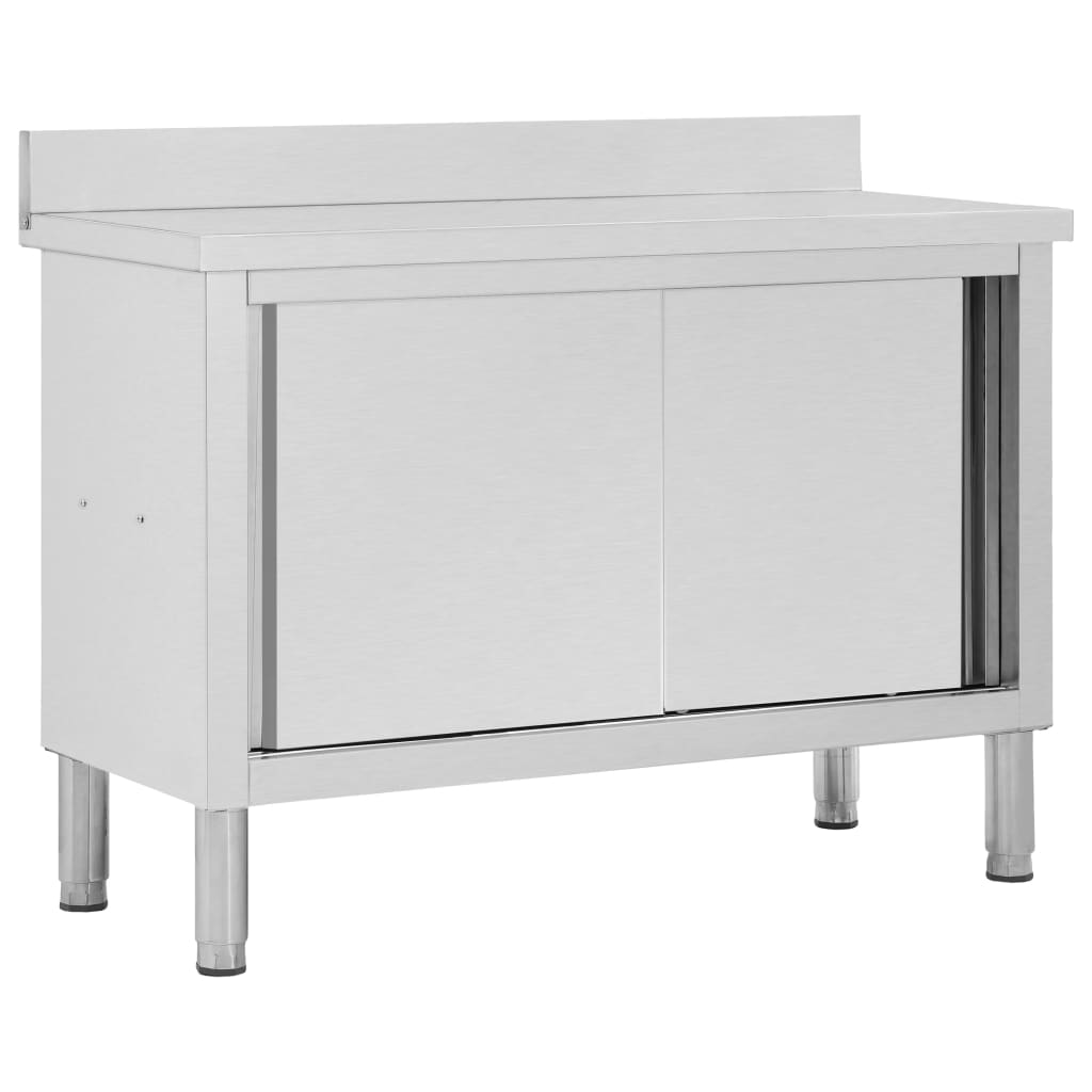 Keittiön Työpöytä Liukuovet 120X50X(95-97) Cm Ruostumaton Teräs