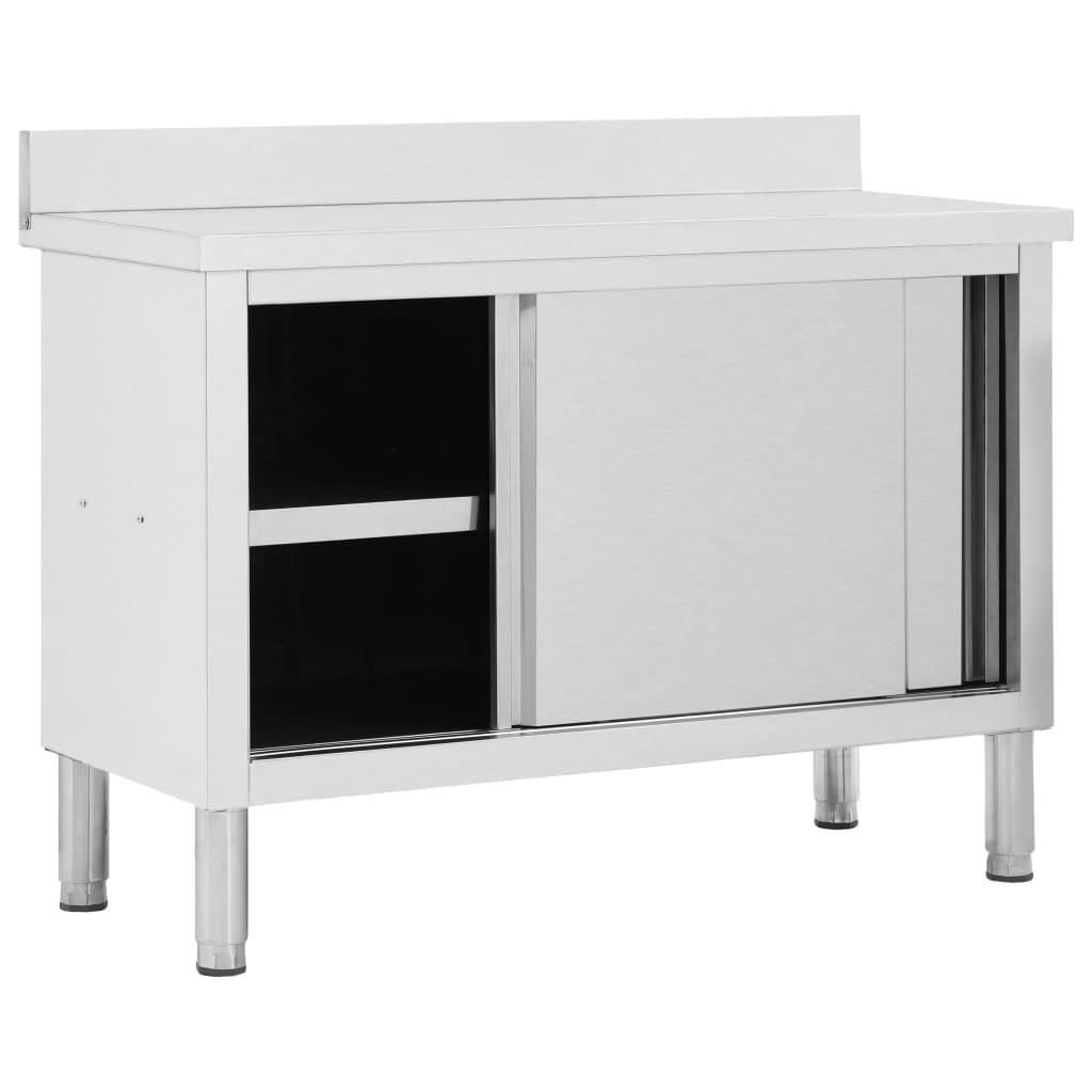 Keittiön Työpöytä Liukuovet 120X50X(95-97) Cm Ruostumaton Teräs