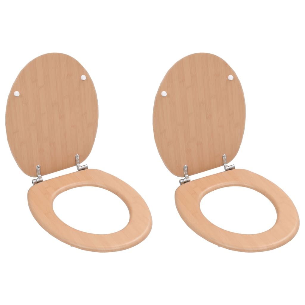 Wc-Istuin 2 Kpl Hard-Close Kansilla Mdf Bambukuosi