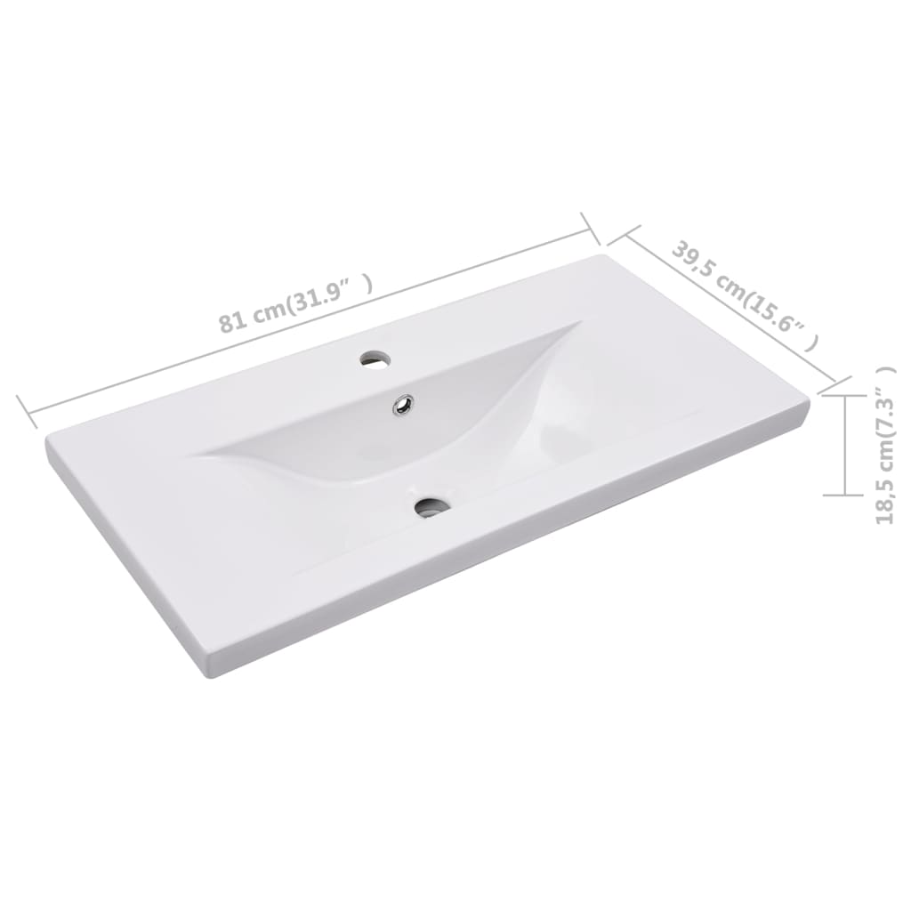 Sisäänrakennettu Pesuallas 81X39,5X18,5 Cm Keraaminen Valkoinen