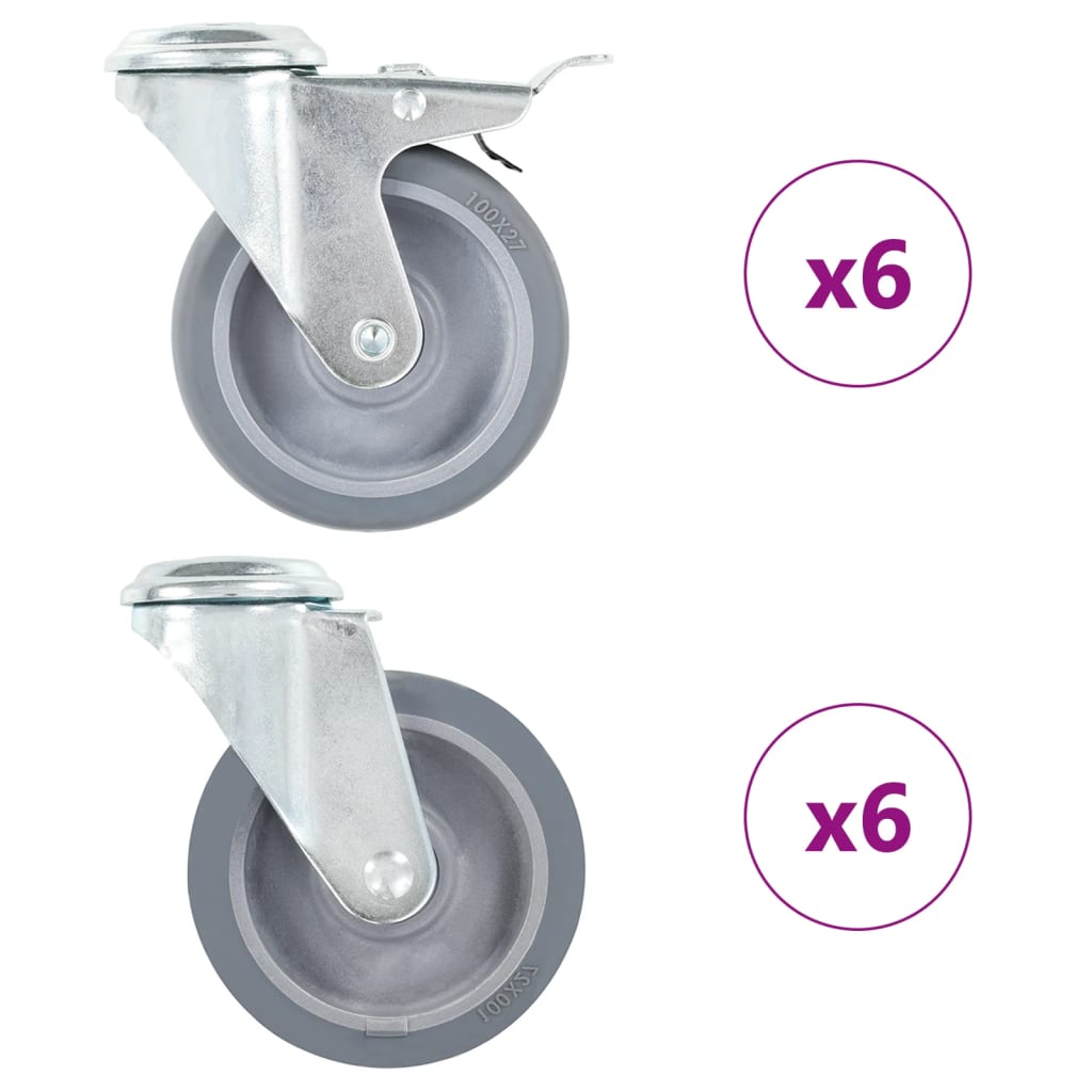 Rullapyörät Pultinrei´illä 12 Kpl 100 Mm