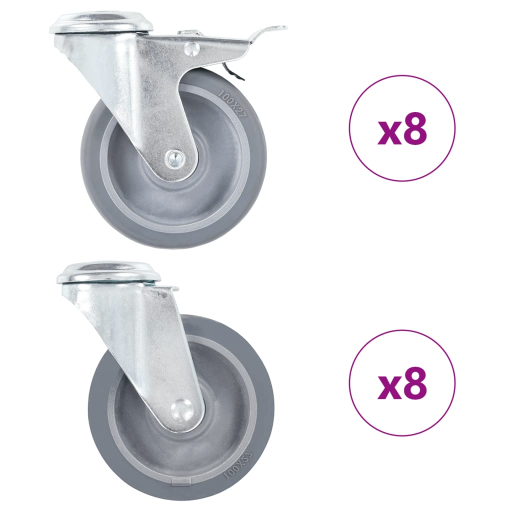 Rullapyörät Pultinrei´illä 16 Kpl 100 Mm