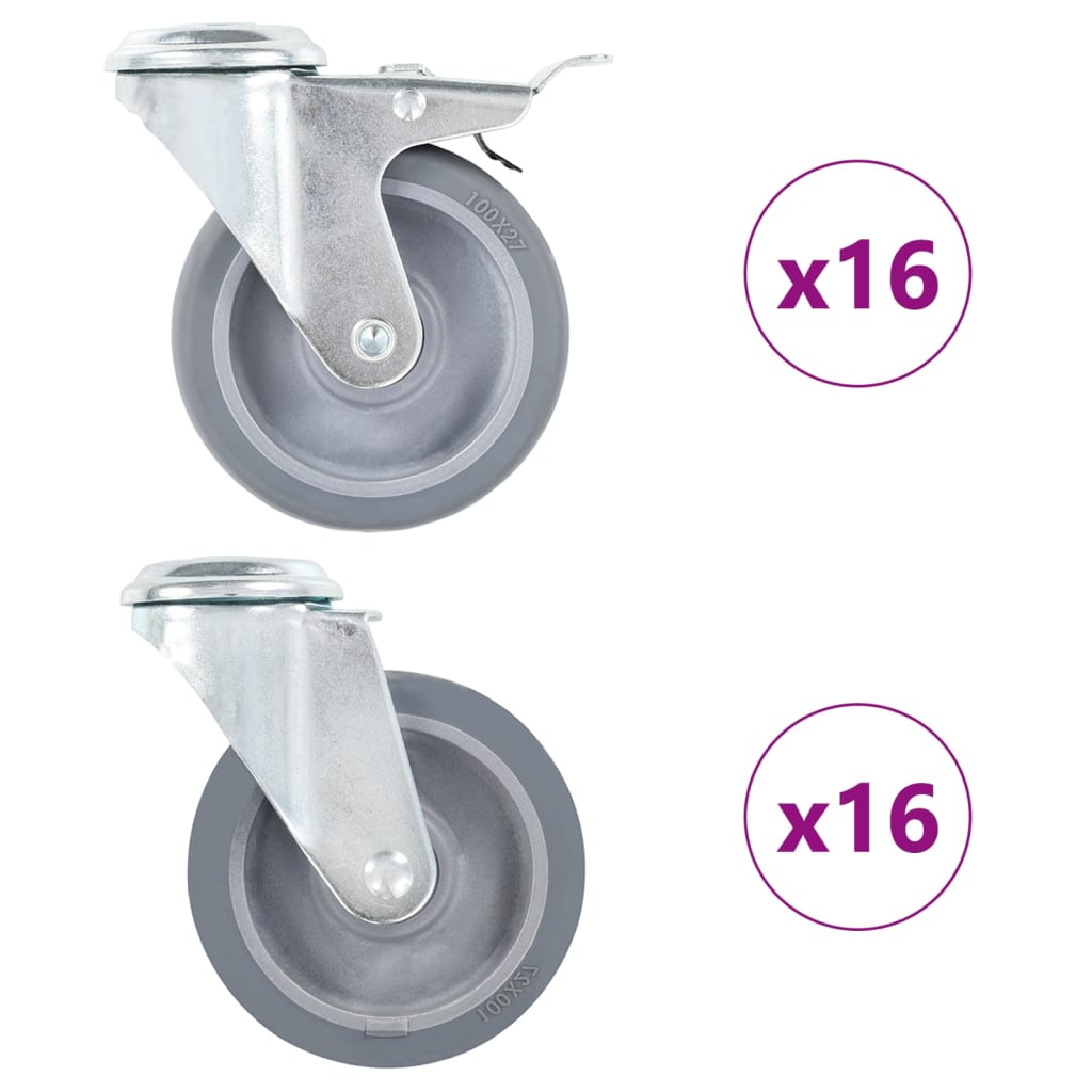 Rullapyörät Pultinrei´illä 32 Kpl 100 Mm