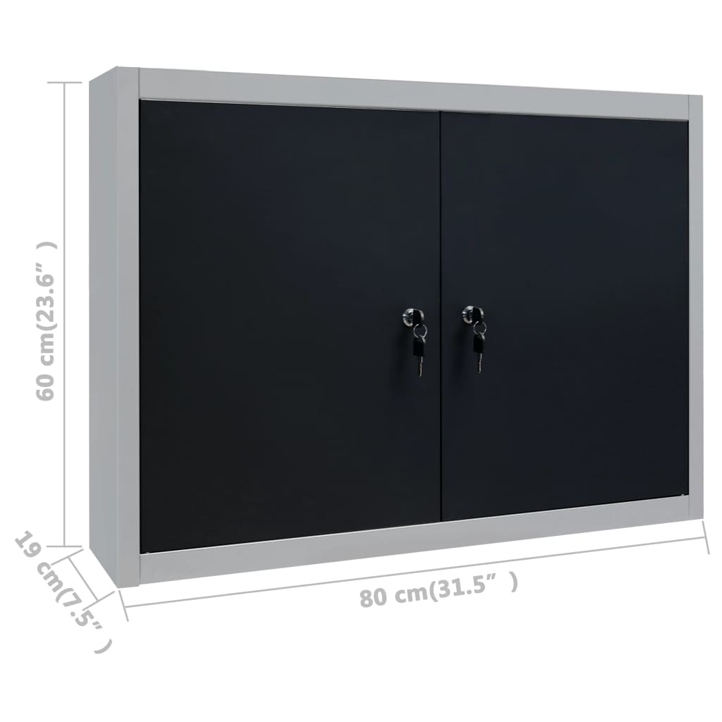 Seinäkaappi Työkaluille Metalli Harmaa Ja Musta