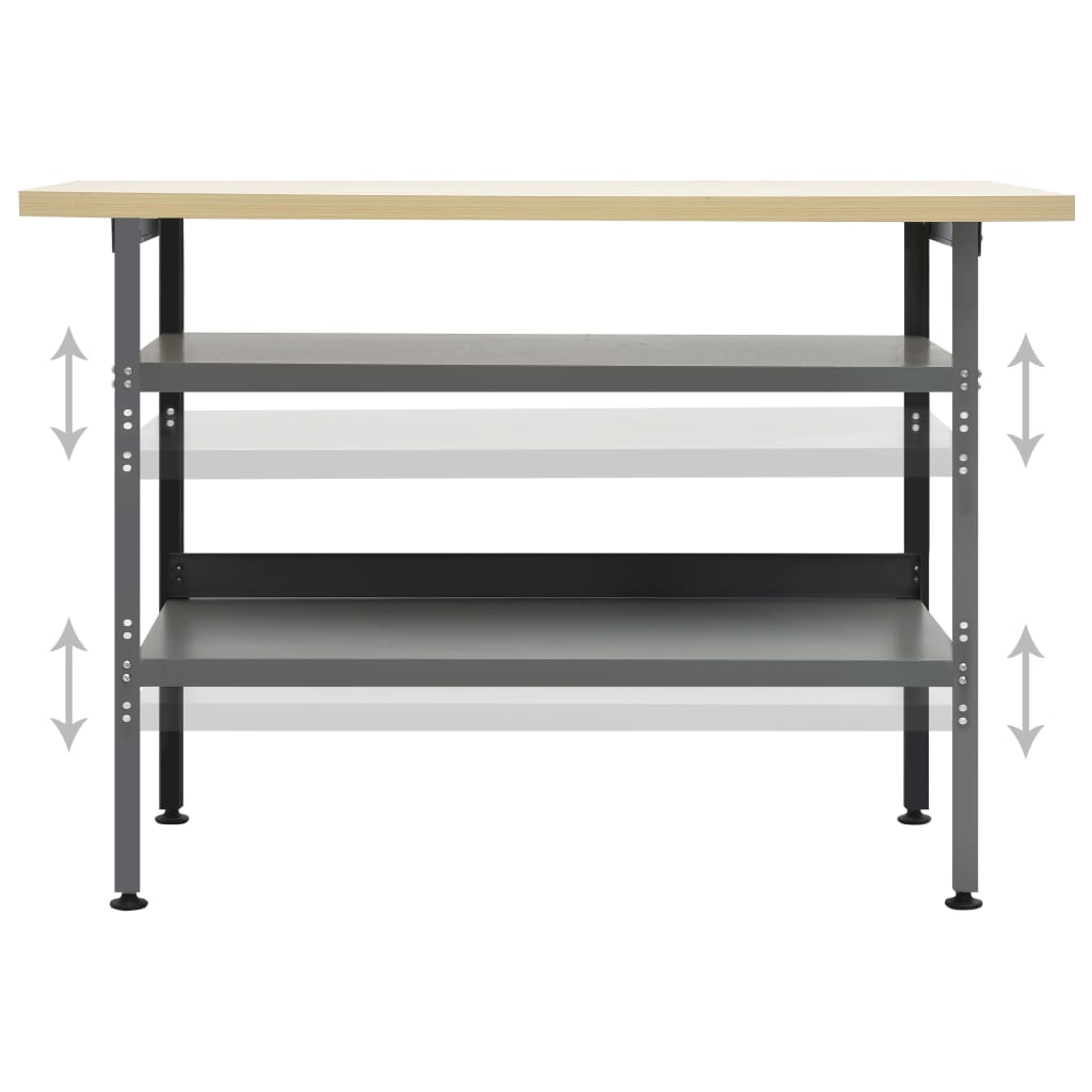 Työtaso Harmaa 120X60X85 Cm Teräs