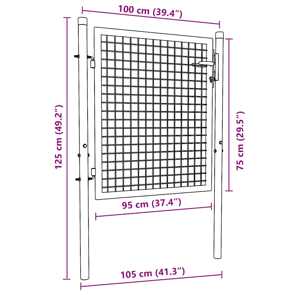 Verkkoportti Puutarhaan Galvanoitu Teräs 100X75 Cm Harmaa