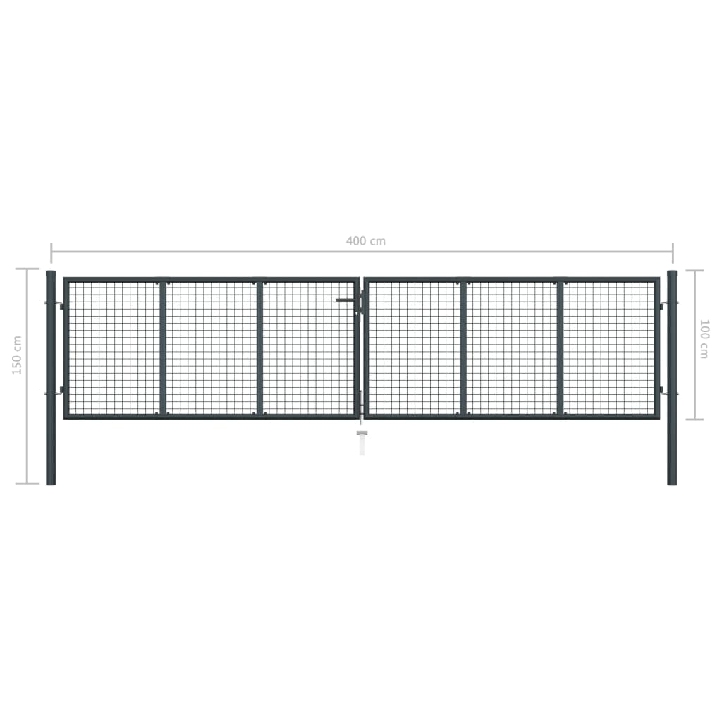 Verkkoportti Puutarhaan Galvanoitu Teräs 400X100 Cm Harmaa