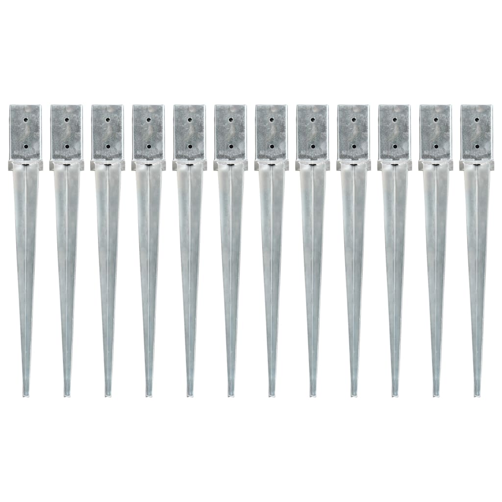 Maapiikit 12 Kpl Hopea 8X8X76 Cm Galvanoitu Teräs