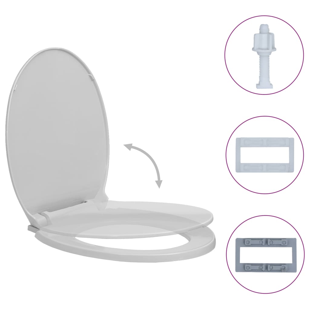 Wc-Istuin Pehmeästi Sulkeutuva Vaaleanharmaa Soikea