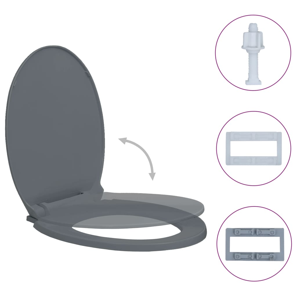 Wc-Istuin Pehmeästi Sulkeutuva Harmaa Soikea