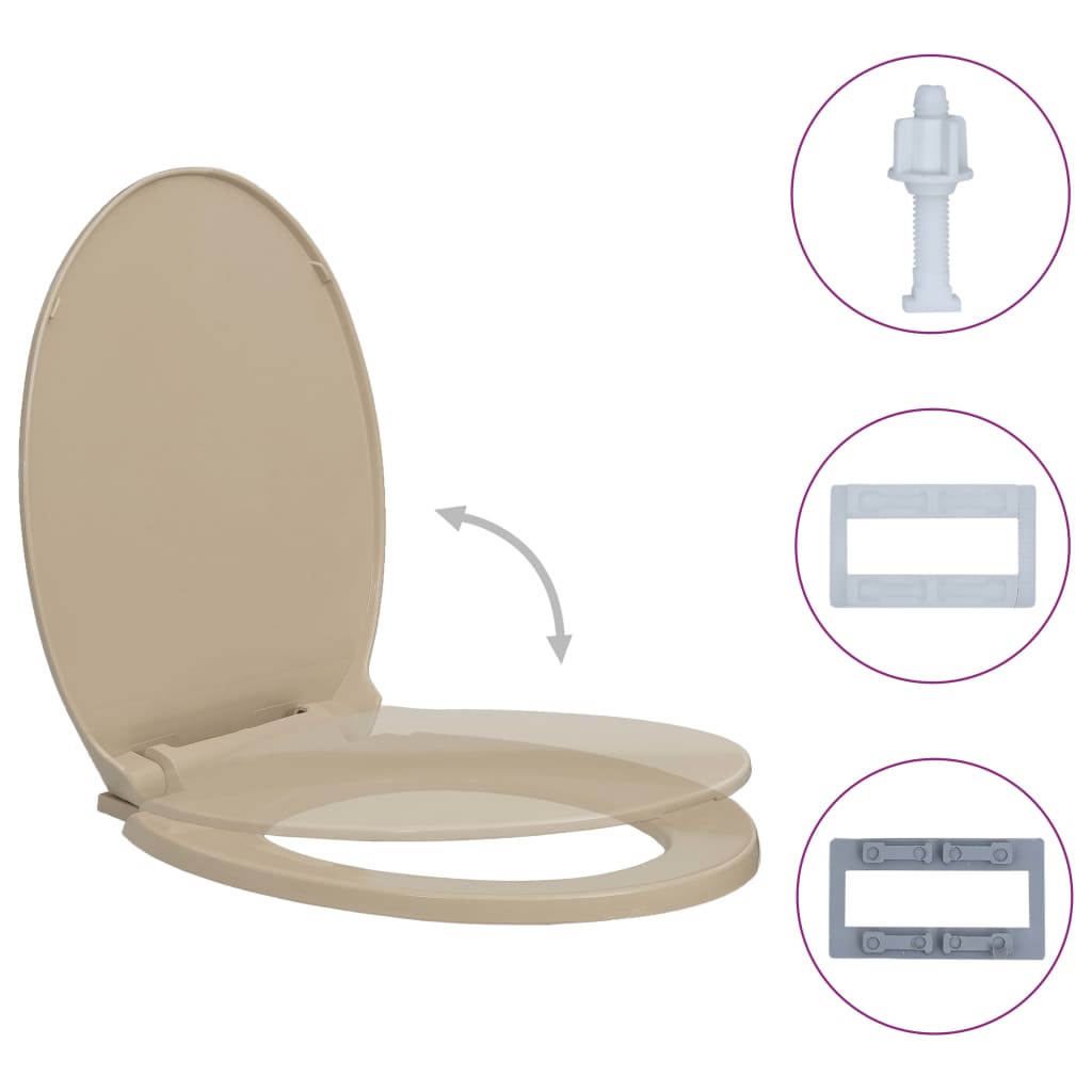 Wc-Istuin Pehmeästi Sulkeutuva Beige Soikea