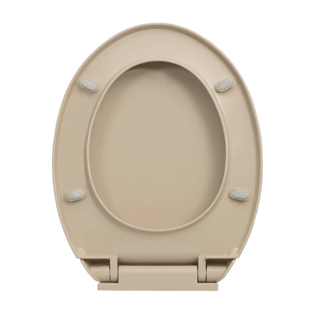 Wc-Istuin Pehmeästi Sulkeutuva Pikakiinnitys Beige Soikea