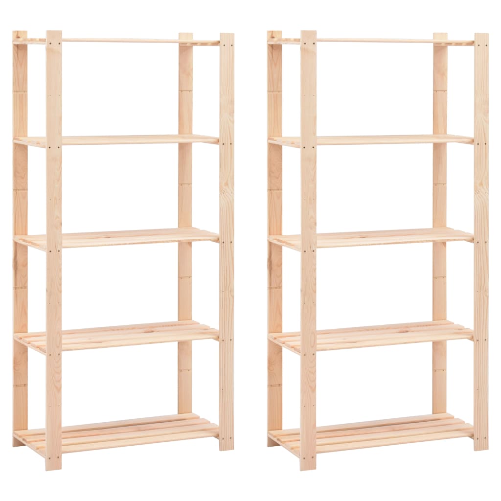 5-Kerroksiset Varastohyllyt 2 Kpl 80X38X170Cm Täysi Mänty 250Kg