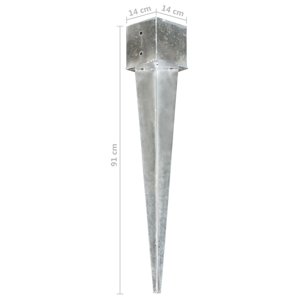 Maapiikit 2 Kpl Hopea 14X14X91 Cm Galvanoitu Teräs