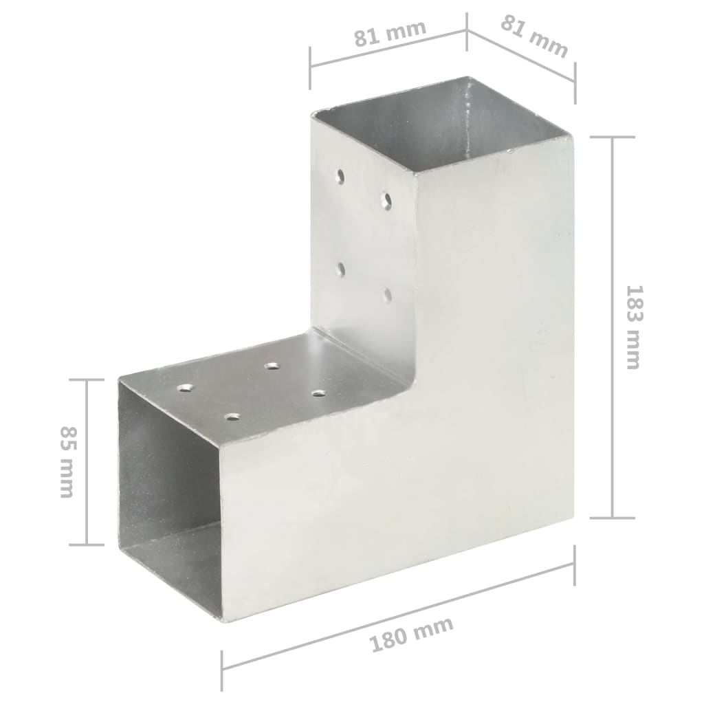 Tolppaliitin L-Muoto Galvanoitu Metalli 81X81 Mm