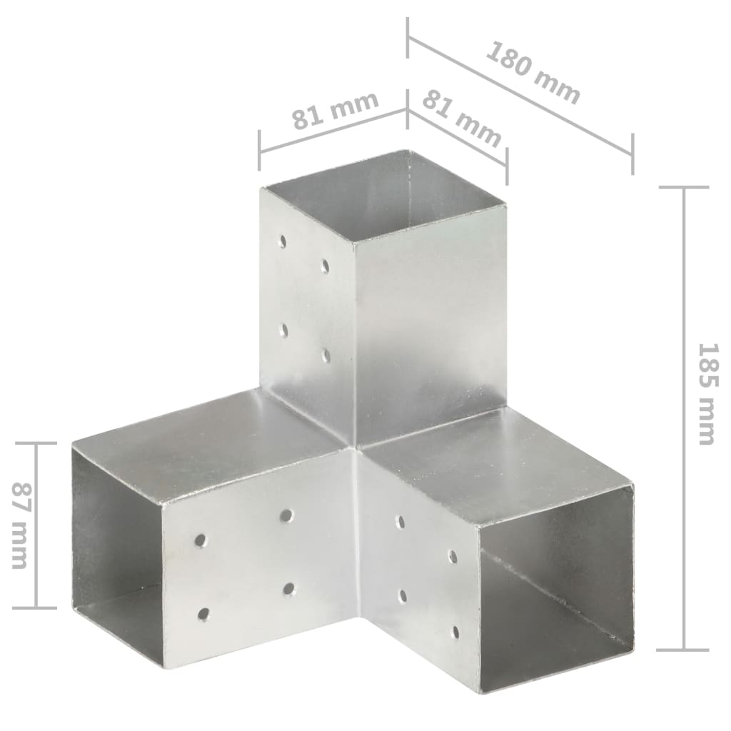 Tolppaliittimet 4 Kpl Y-Muoto Galvanoitu Metalli 81X81 Mm