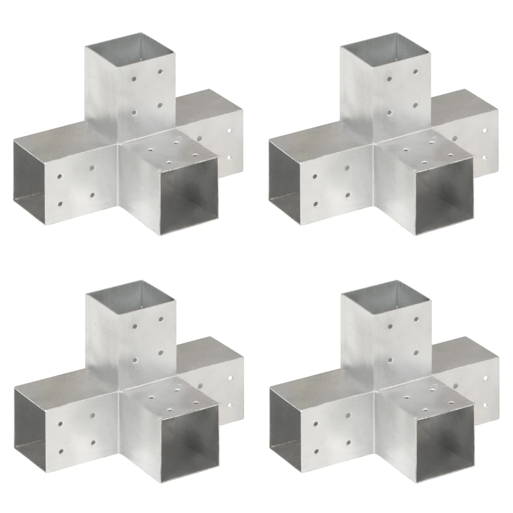 Tolppaliittimet 4 Kpl X-Muoto Galvanoitu Metalli 81X81 Mm