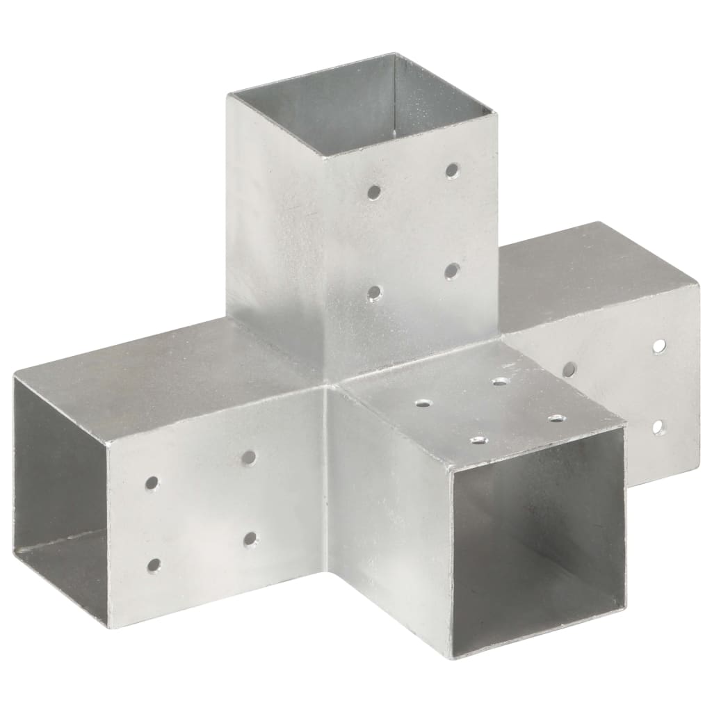 Tolppaliittimet 4 Kpl X-Muoto Galvanoitu Metalli 81X81 Mm