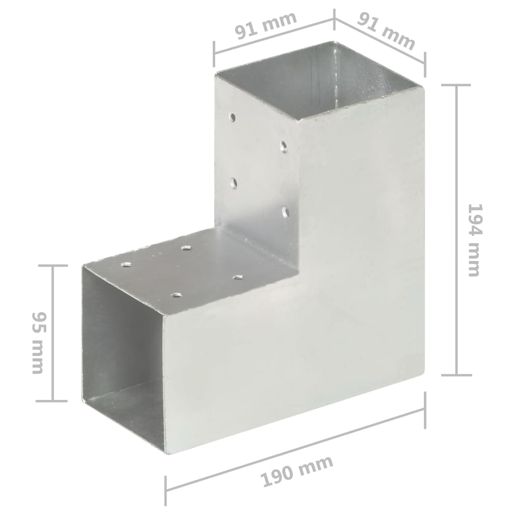 Tolppaliitin L-Muoto Galvanoitu Metalli 91X91 Mm