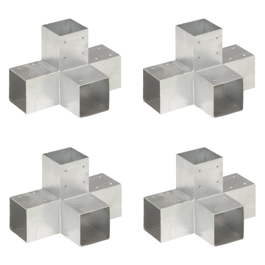 Tolppaliittimet 4 Kpl X-Muoto Galvanoitu Metalli 91X91 Mm