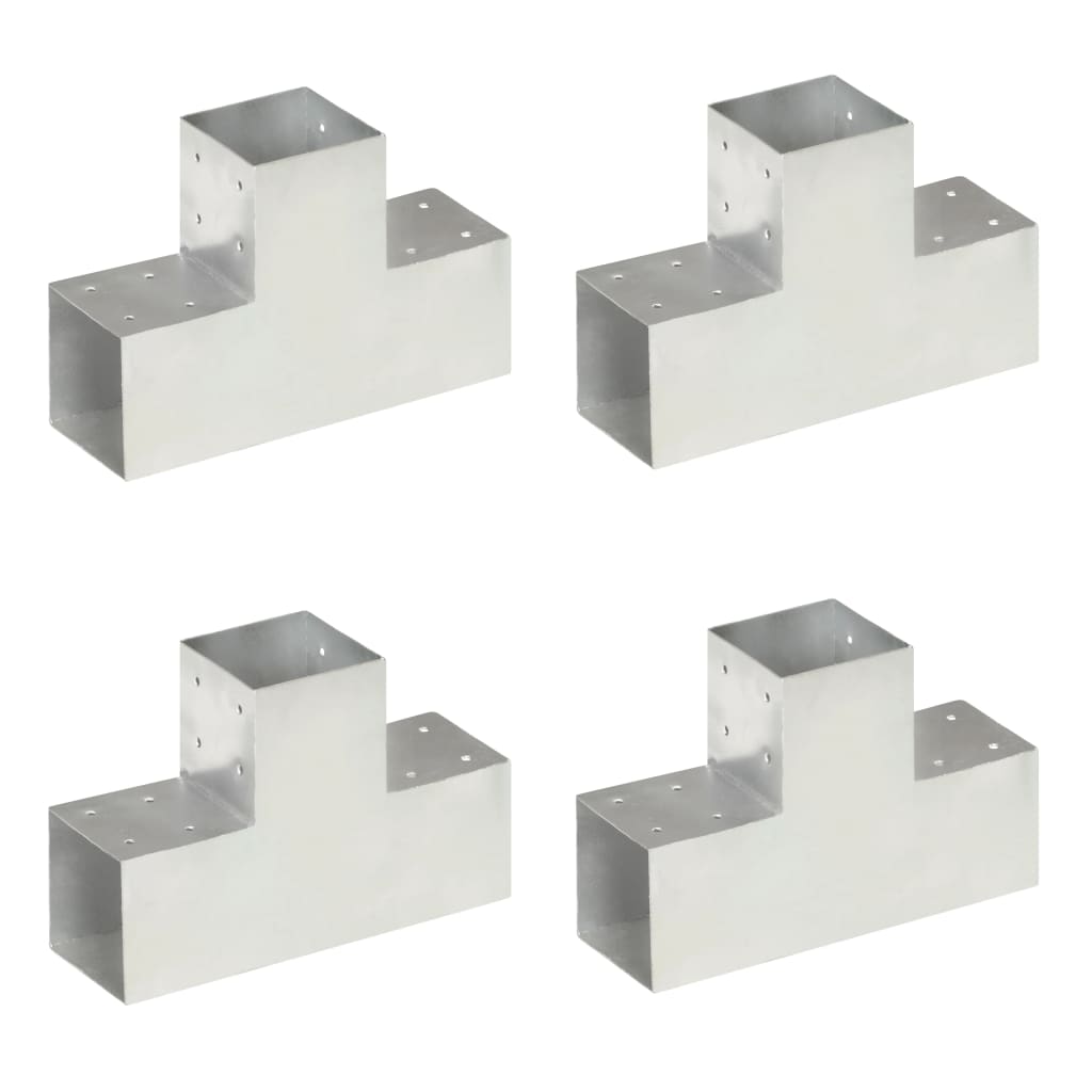 Tolppaliittimet 4 Kpl T-Muoto Galvanoitu Metalli 101X101 Mm