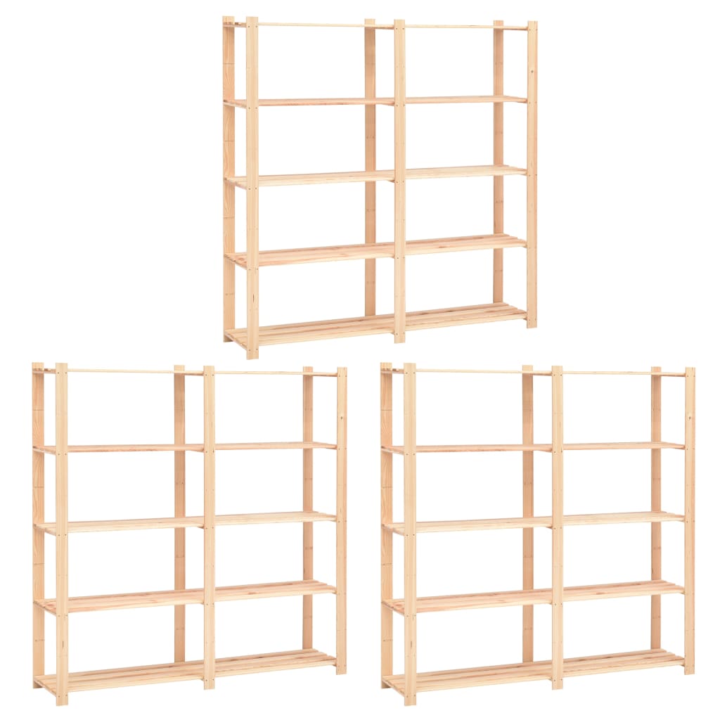 5-Kerroksiset Varastohyllyt 3Kpl 170X38X170Cm Täysi Mänty 500Kg