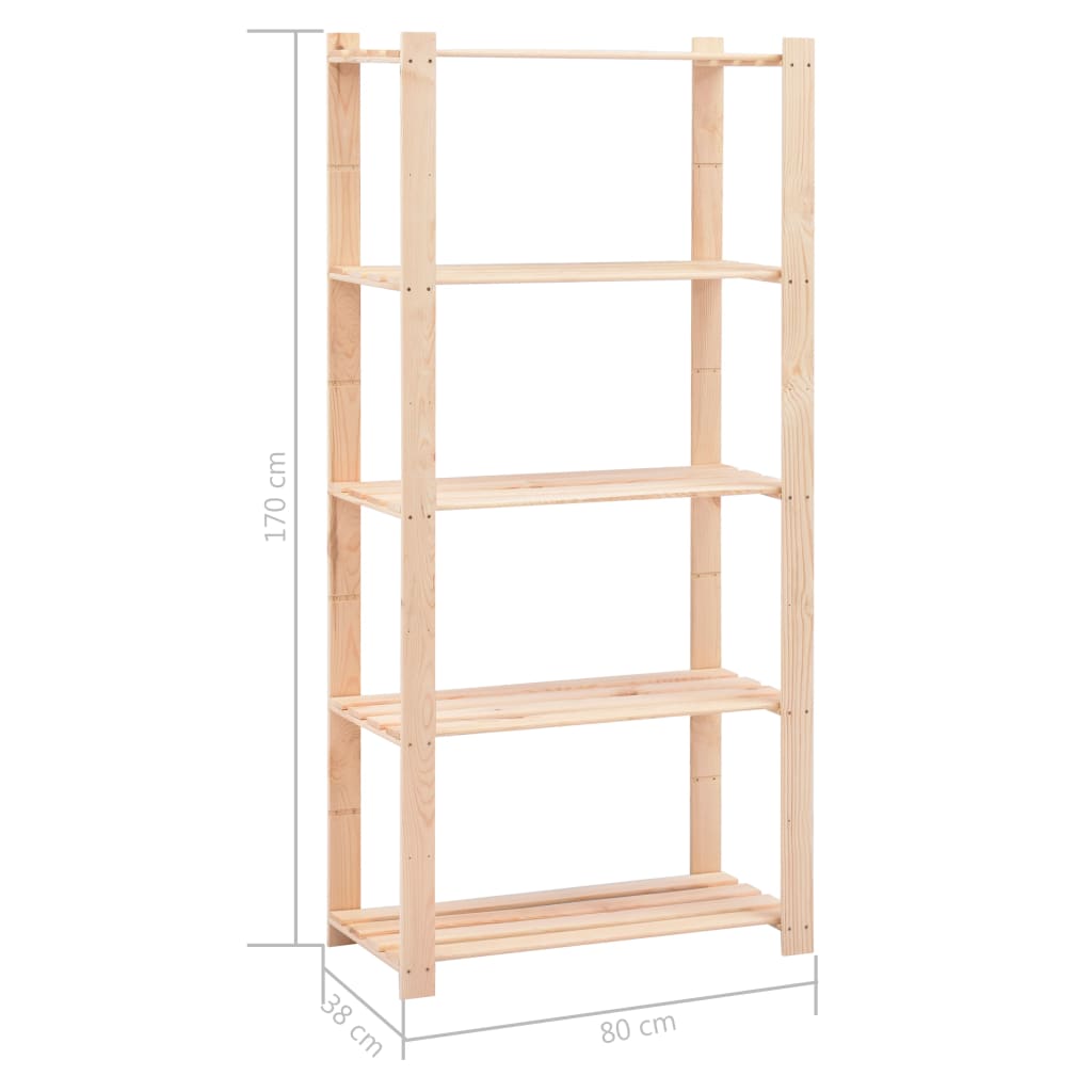 5-Kerroksiset Varastohyllyt 2 Kpl 80X38X170Cm Täysi Mänty 250Kg