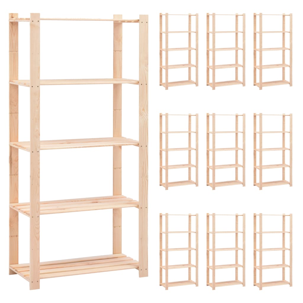 5-Kerroksiset Varastohyllyt 10 Kpl 80X38X170 Cm Täysmänty 250Kg