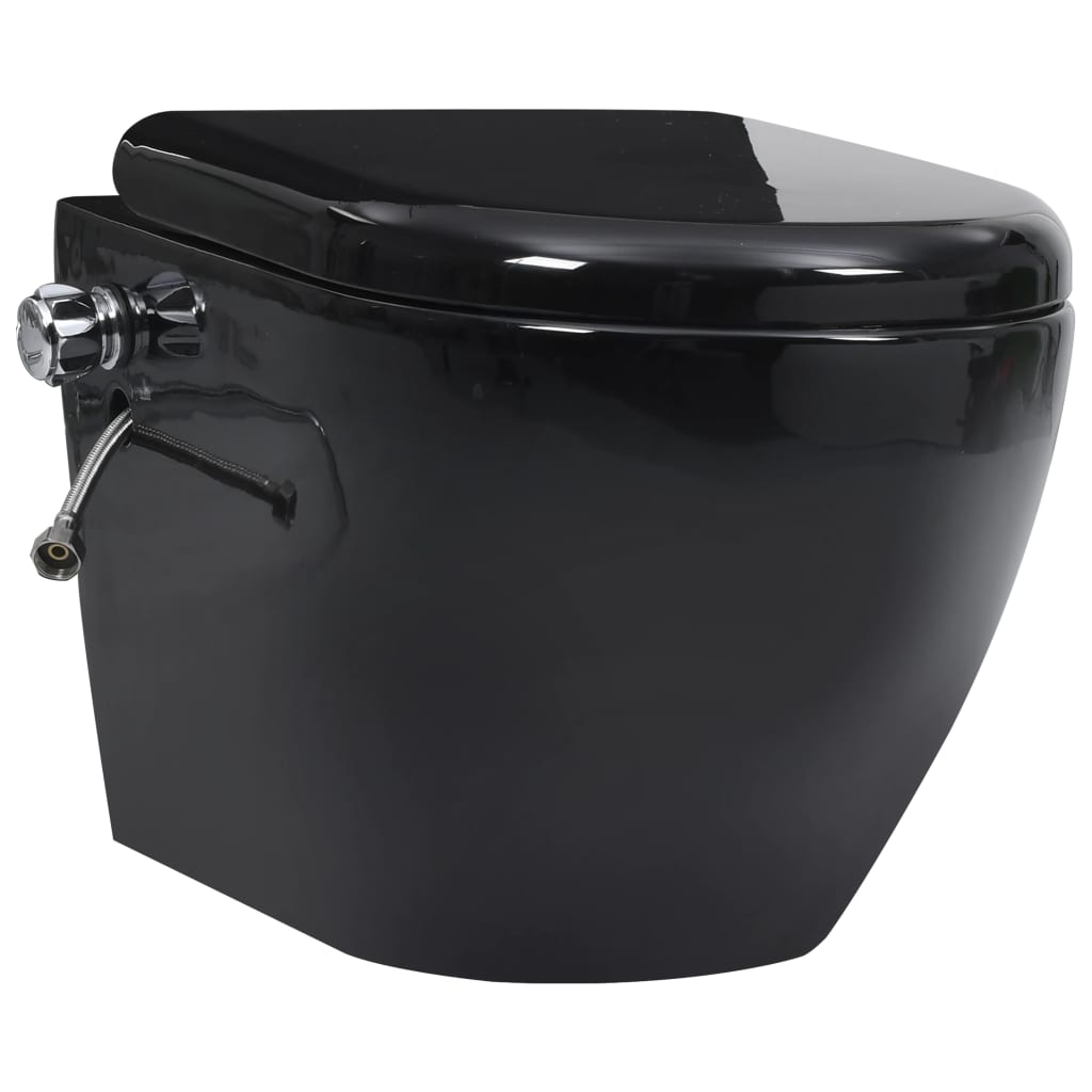 Seinäkiinnitettävä Reunaton Wc/Bidee Keramiikka Musta