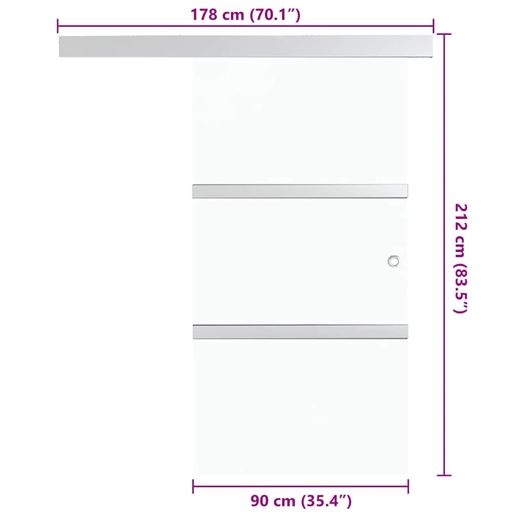Liukuovi Esg-Lasi Ja Alumiini 90X212 Cm Hopea