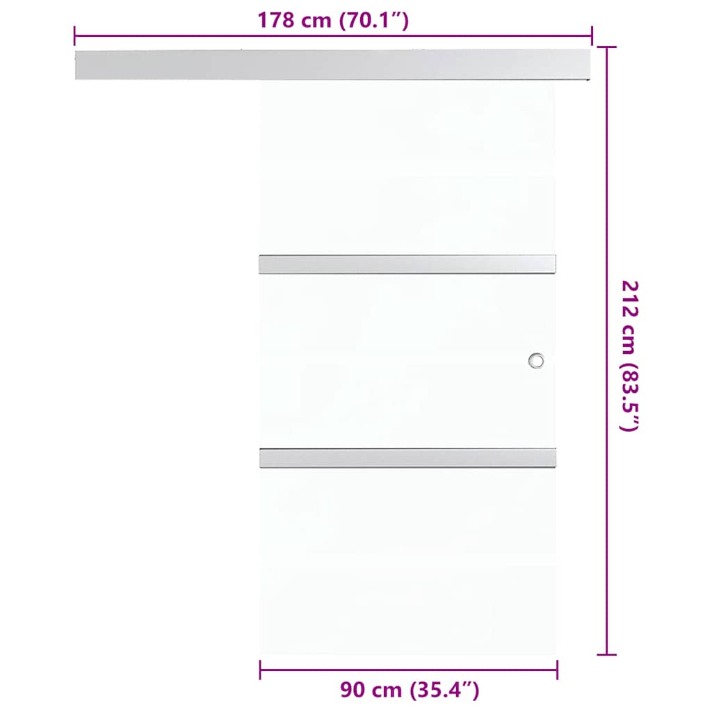 Liukuovi Esg-Lasi Ja Alumiini 90X205 Cm Hopea