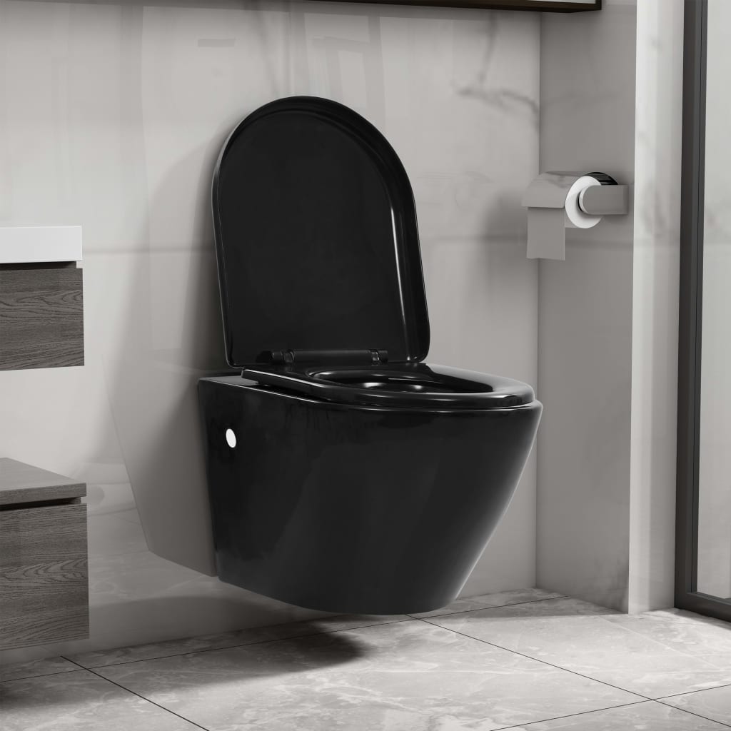Seinään Kiinnitettävä Wc Piilotettu Säiliö Keraaminen Musta