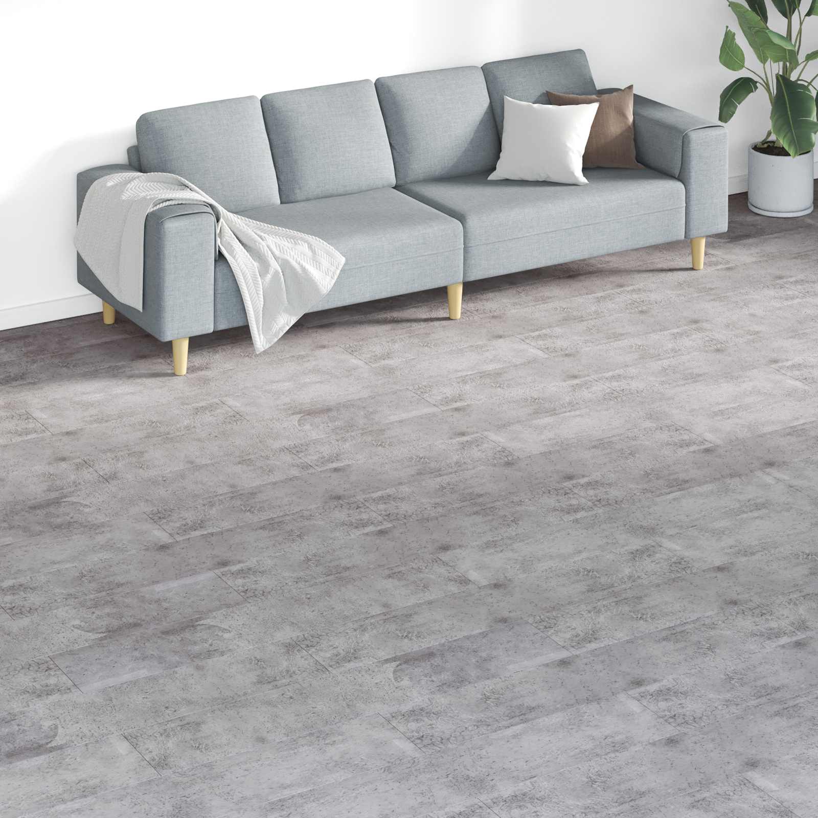 Lattialankut 18 Pcs Sementti Ruskea 5,26 M² Polyvinyylikloridi
