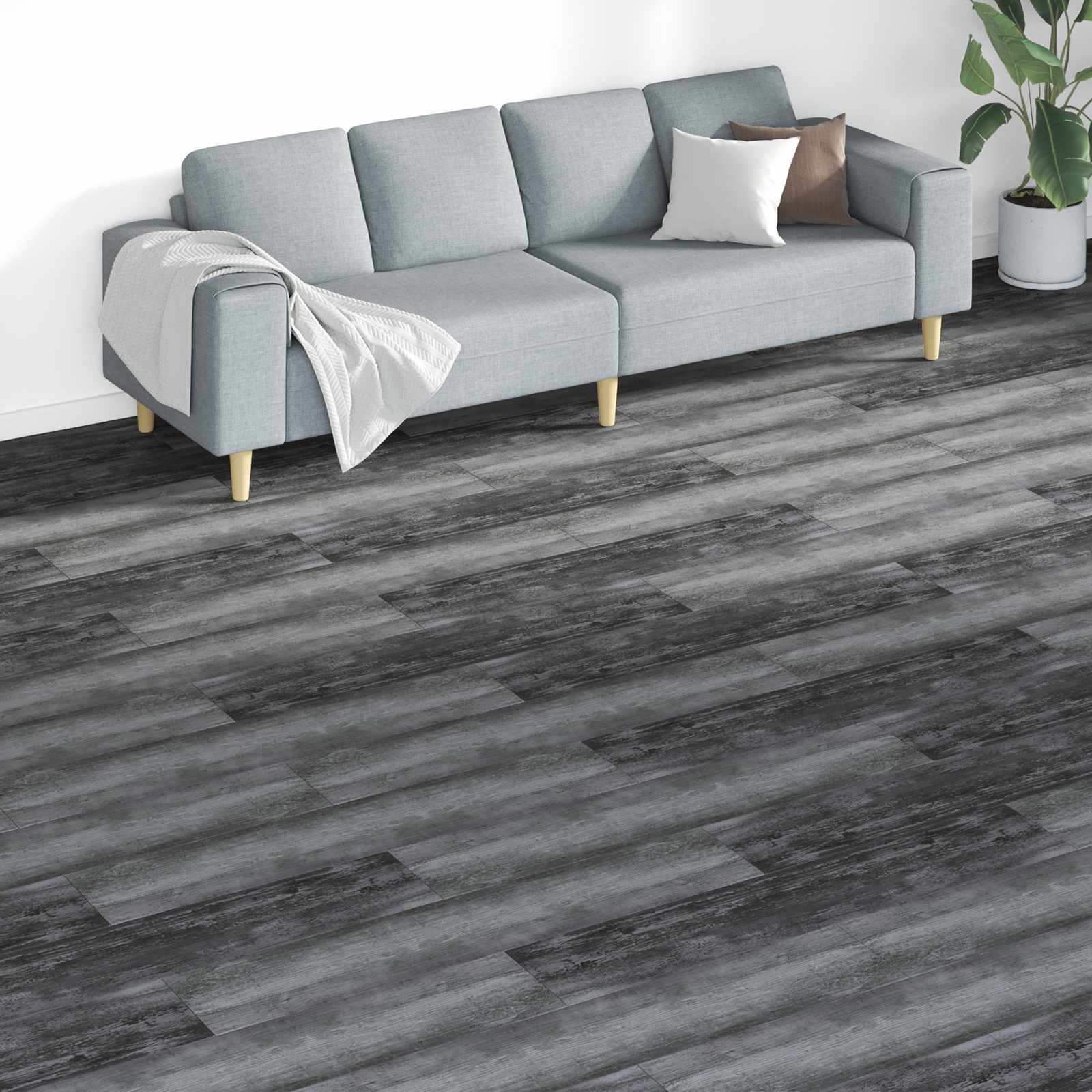 Lattialankut 18 Pcs Harmaa 5,26 M² Polyvinyylikloridi