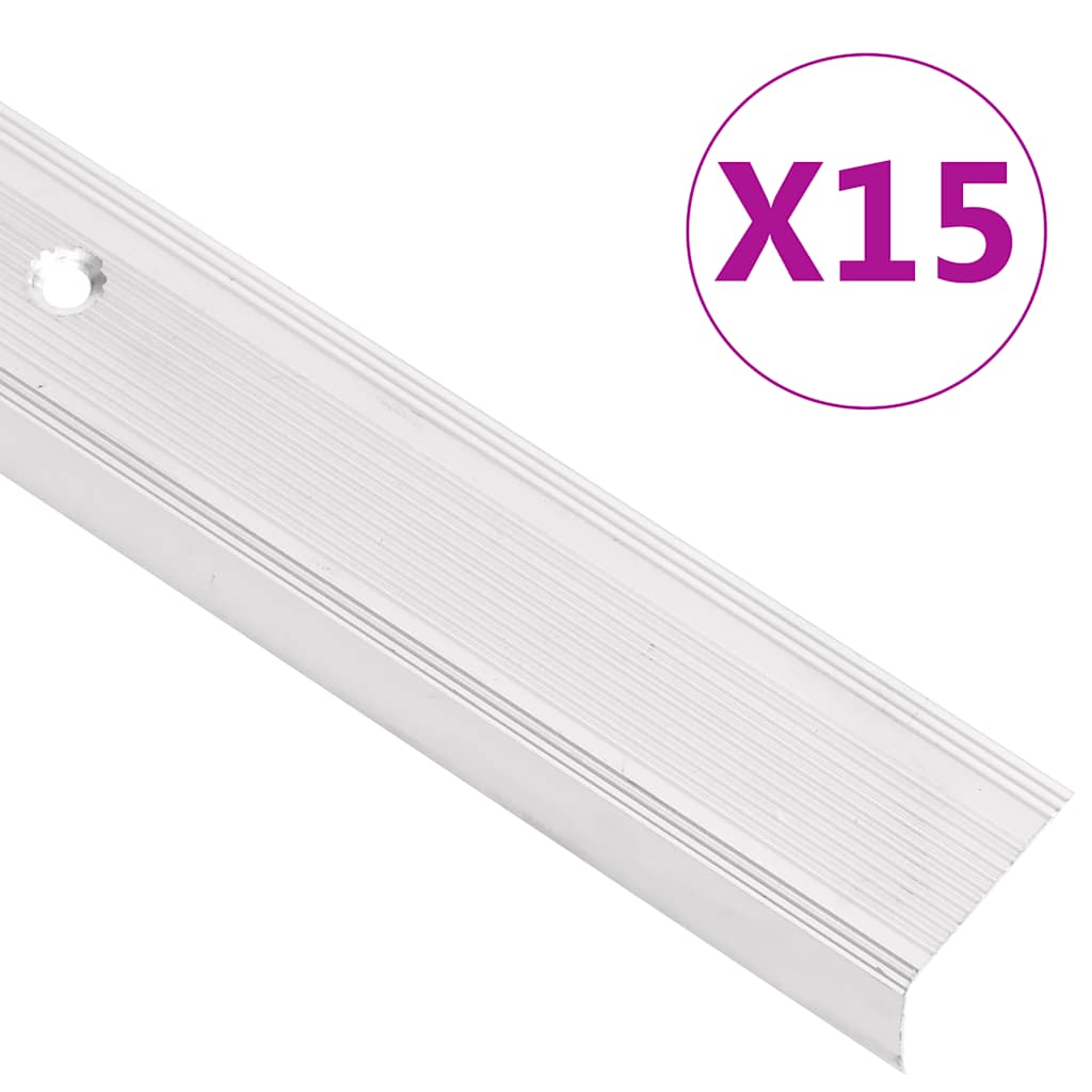 Portaikon Suojukset L-Muotoiset 15 Kpl Alumiini 90 Cm Hopea