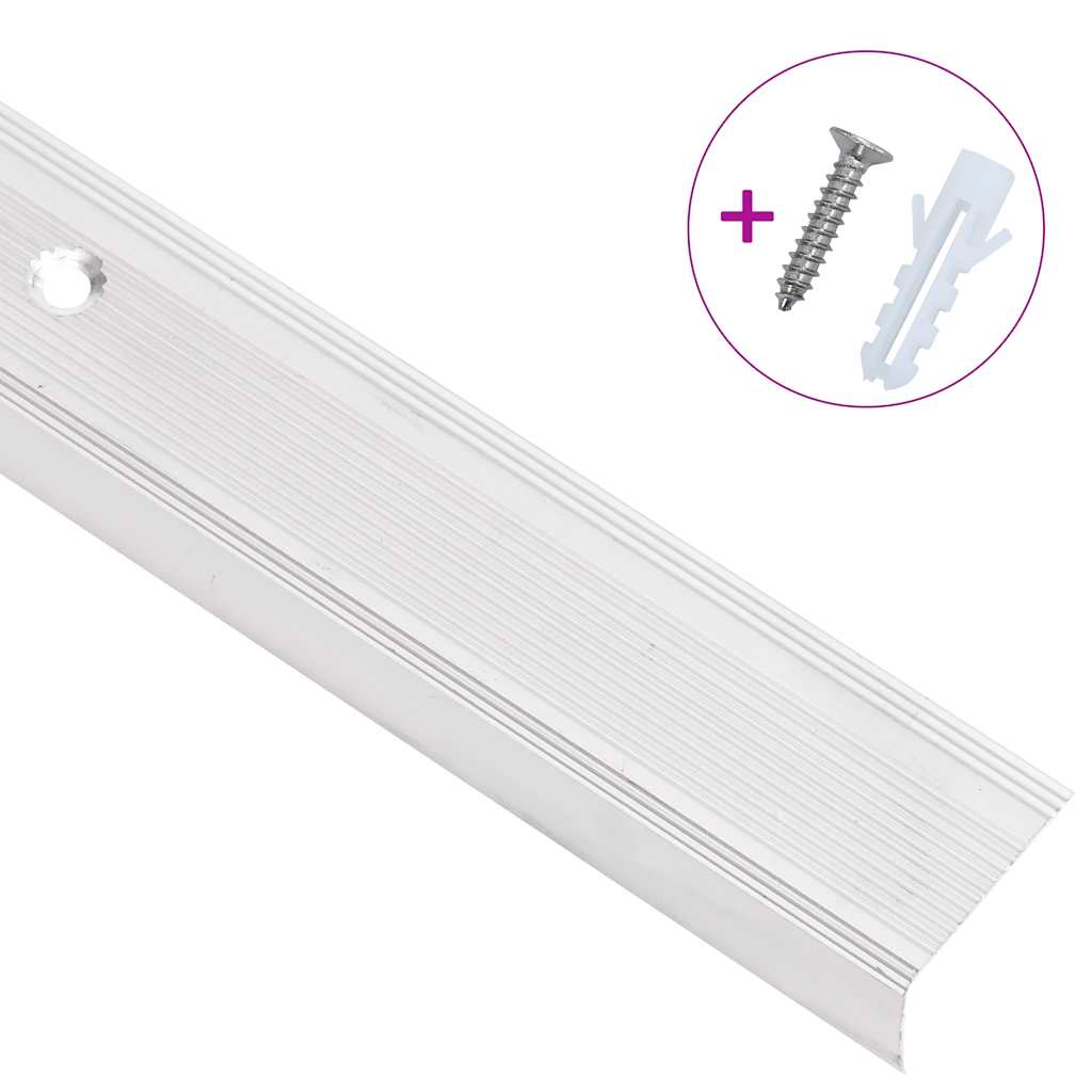 Portaikon Suojukset L-Muotoiset 15 Kpl Alumiini 90 Cm Hopea