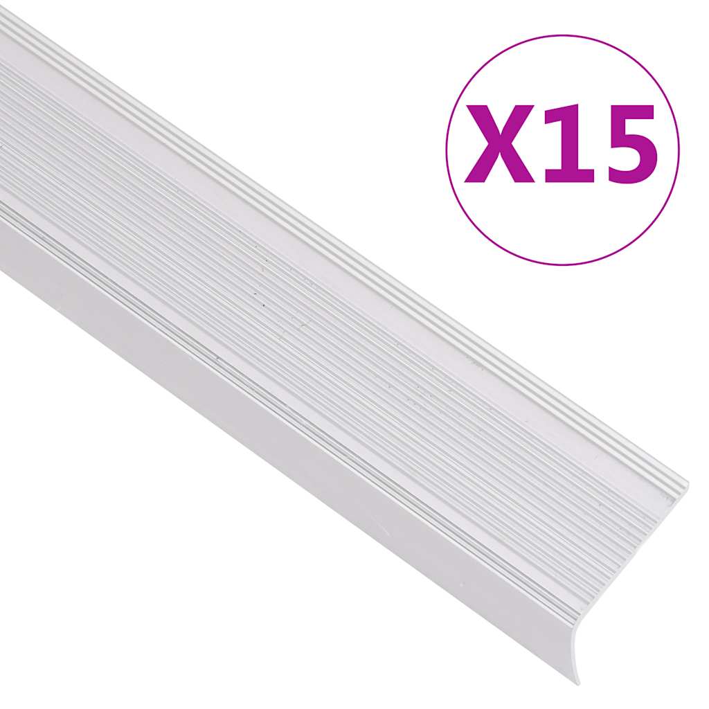 Portaikon Suojukset L-Muotoiset 15 Kpl Alumiini 90 Cm Hopea