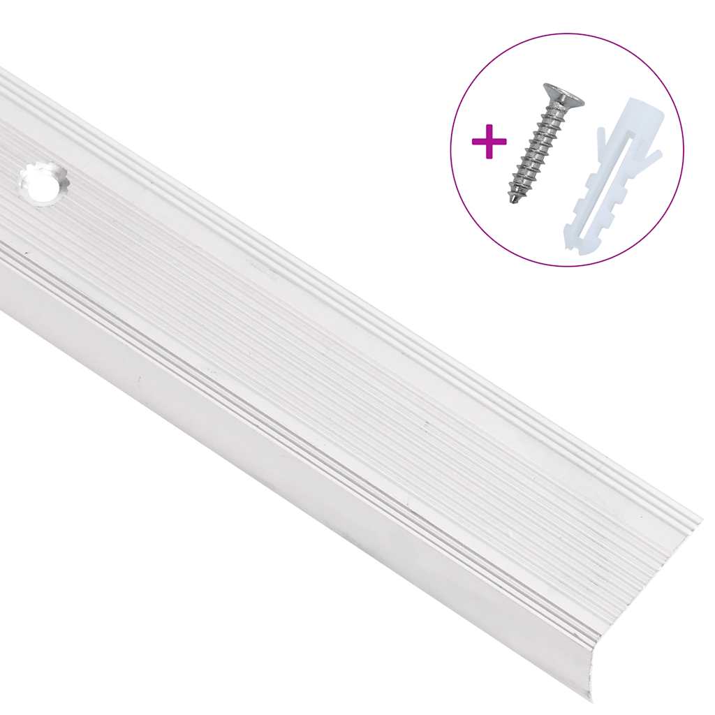 Portaikon Suojukset L-Muotoiset 15 Kpl Alumiini 90 Cm Hopea