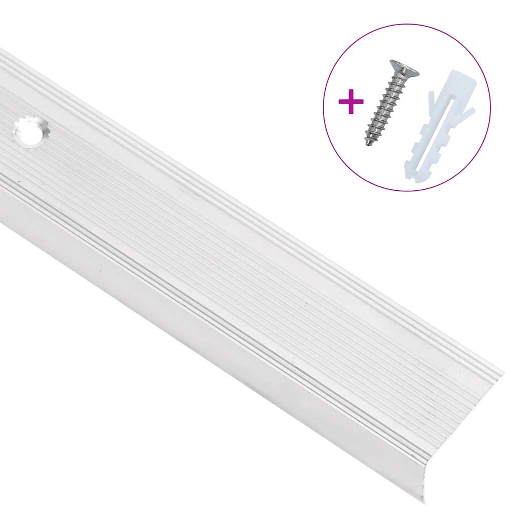 Portaikon Suojukset L-Muotoiset 5 Kpl Alumiini 100 Cm Hopea