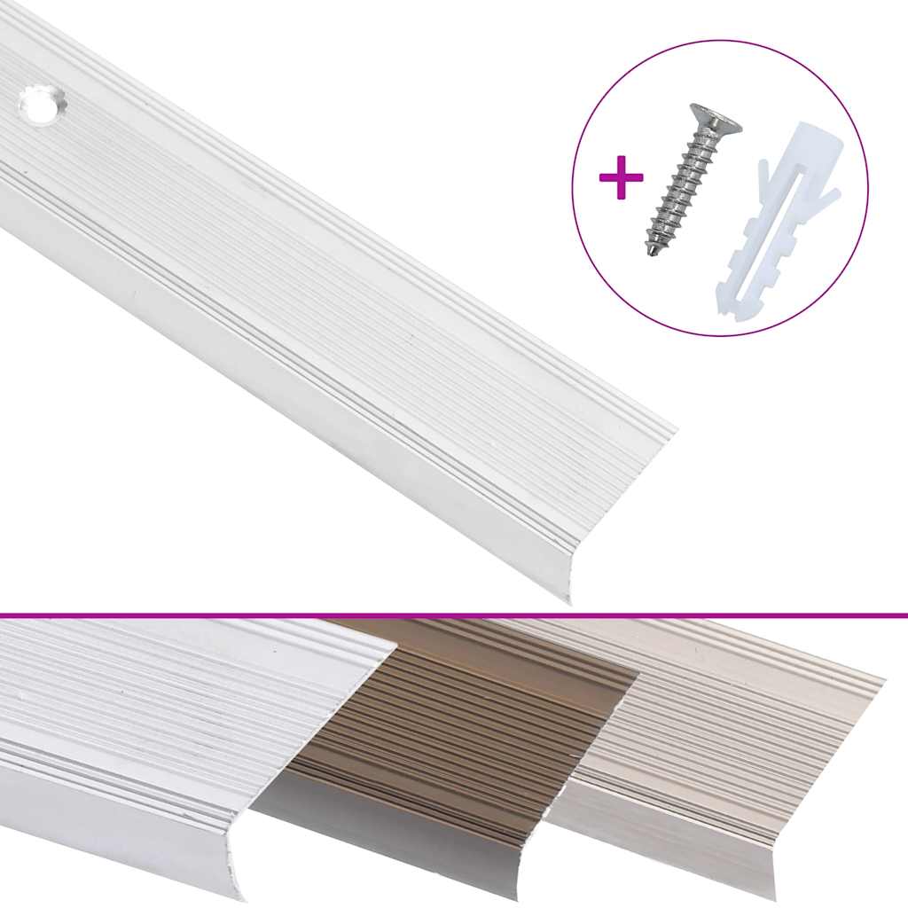 Portaikon Suojukset L-Muotoiset 5 Kpl Alumiini 100 Cm Hopea