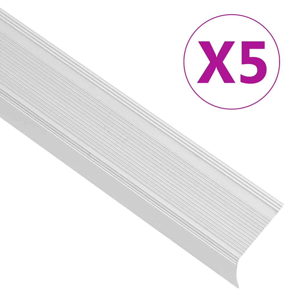 Portaikon Suojukset L-Muotoiset 5 Kpl Alumiini 100 Cm Hopea