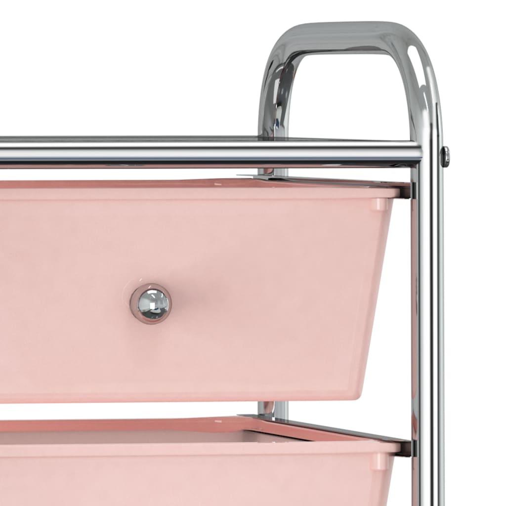 4 Laatikon Liikkuva Säilytysvaunu Pinkki Muovi