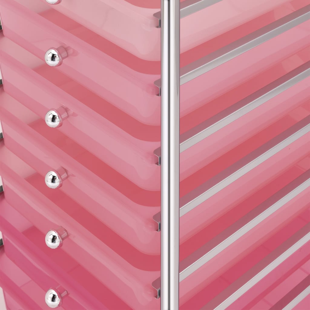 10 Laatikon Liikkuva Säilytysvaunu Ombre Pinkki Muovi