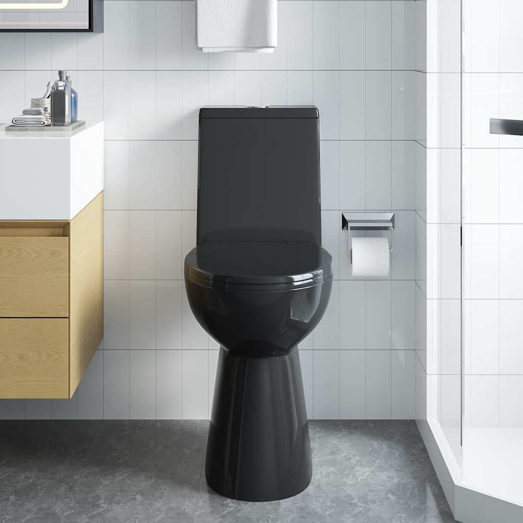 Reunaton Wc 7 Cm Lisäkorkeus, Pehmeä Sulkeutuminen, Musta Keramiikka